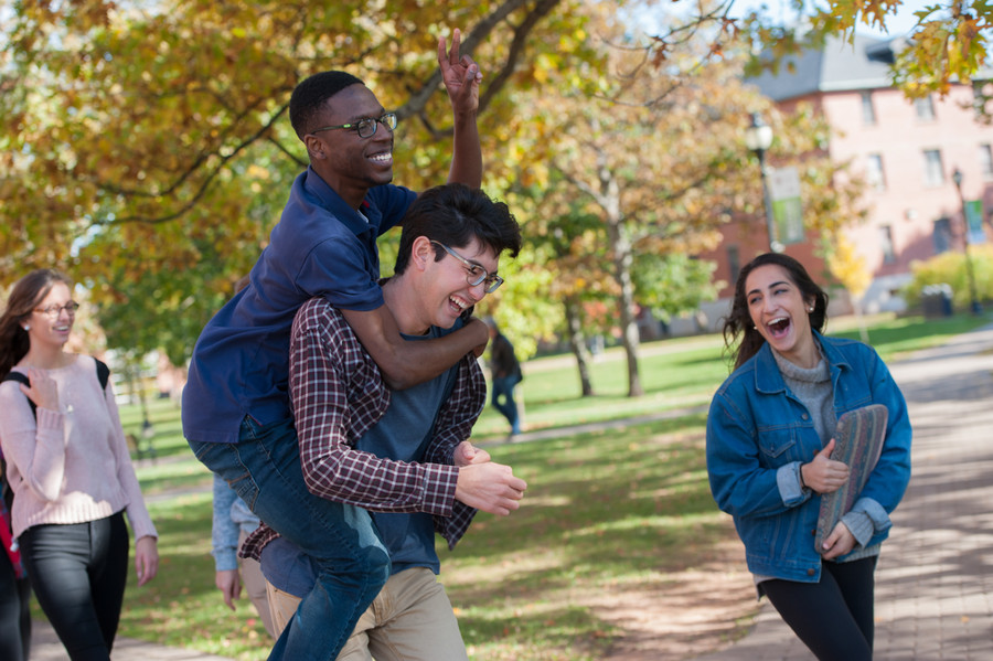 students on campus at upei