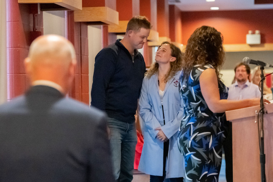 Natalie Heembrock was presented with her blue coat by her fiance Jake Hopewell at the AVC-CVMA Blue Coat ceremony.