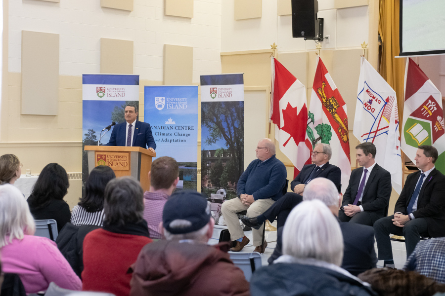 photo of the president speaking at St. Peter's Bay event