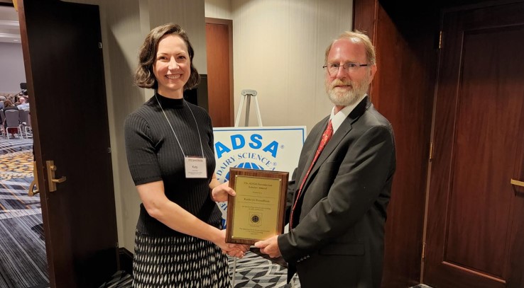 Dr. Katy Proudfoot receives the American Dairy Science Association Foundation's Scholar Award in Dairy Production. 