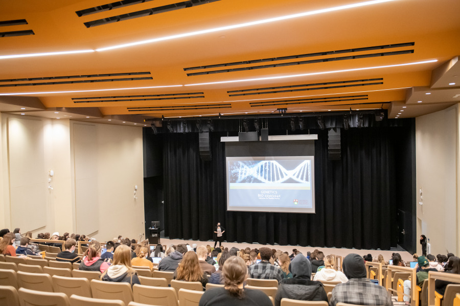 photo of theatre at new residence