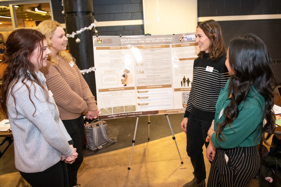 Left to right: UPEI nursing students Veronica Collicutt, Jordan Condon-Dunphy, Sydney Gallant, and Irish Hulipas 