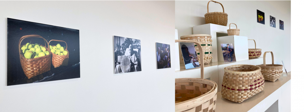 Baskets and photographs in Wisqoq, The Basket Tree exhibition