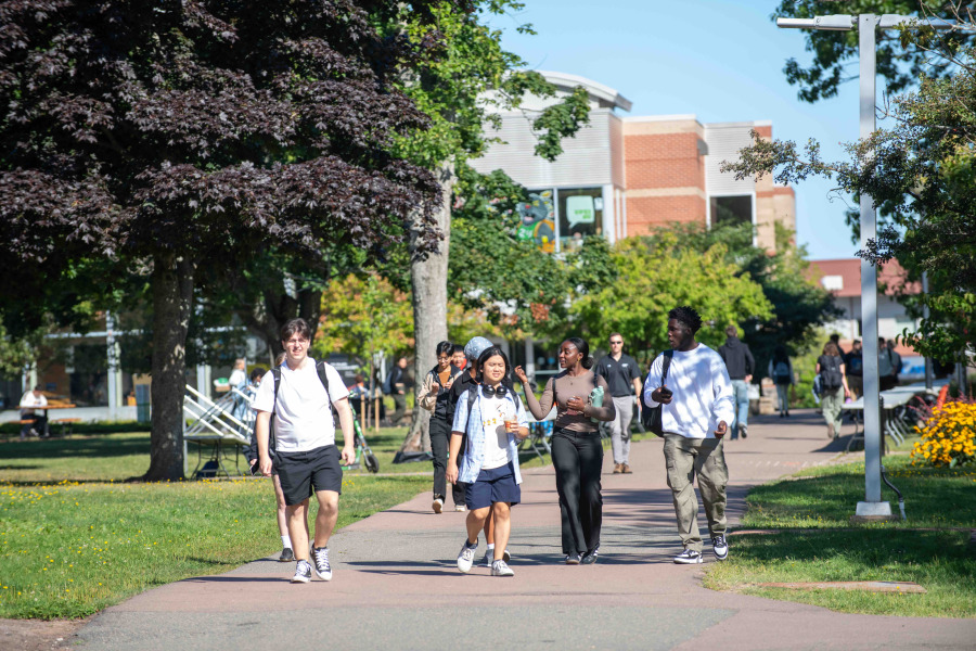 photo of students walking on campus