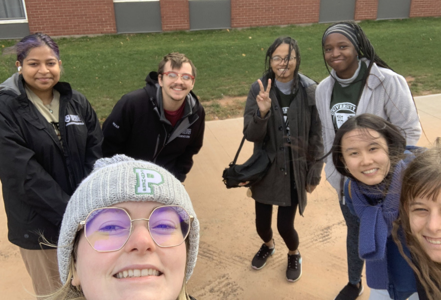 (Front) Shelby Dyment; (back: left to right) Prisha Halder, Ryan Gallant, Georgianna Delancy, Odegua Obehi-Arhebun, Thanh Ngoc Nguyen, and Charisma Farrell.