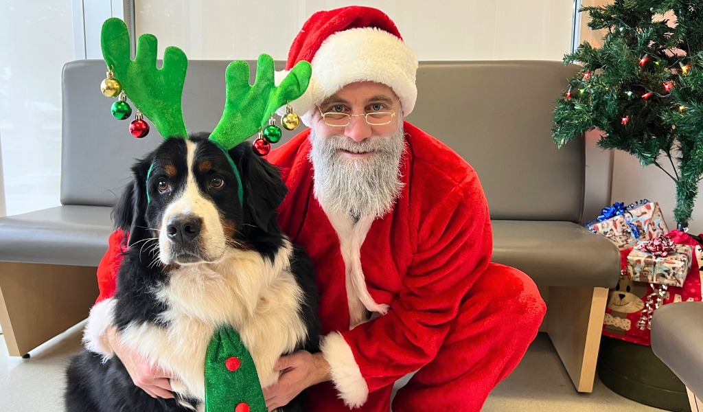 Blood donor, Murray, with Santa