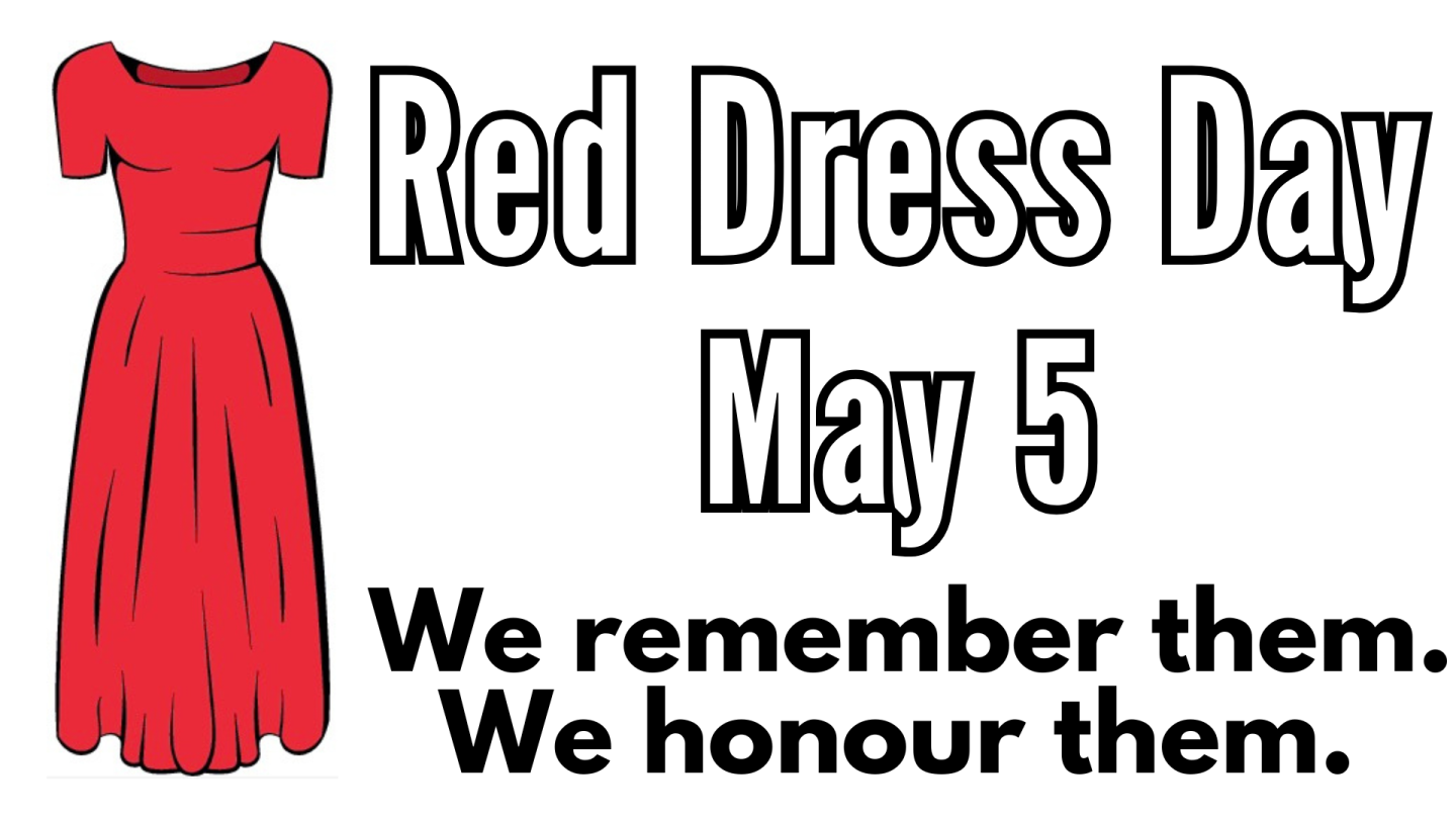 Graphic for Red Dress Day featuring a red dress and text