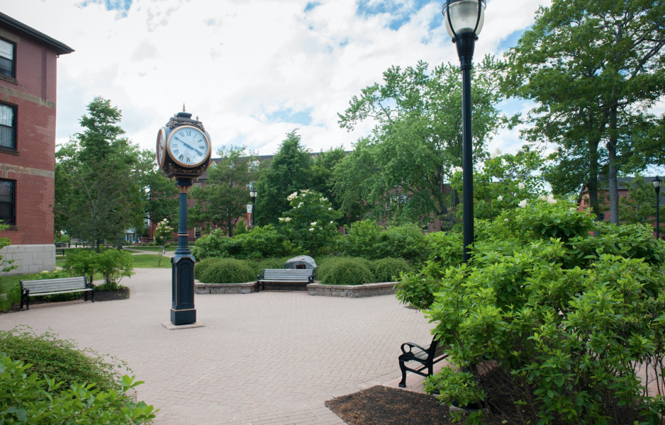Photo of clock in quadrangle