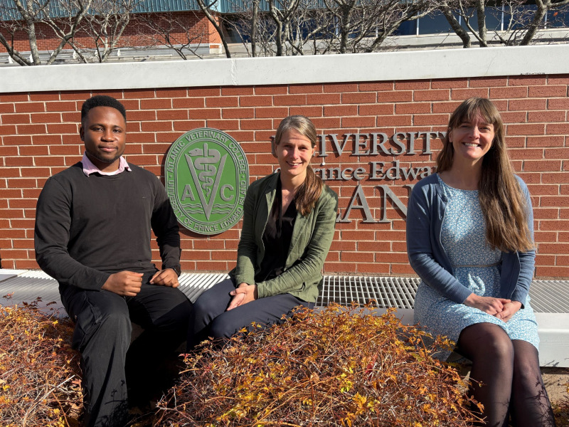 Tunmise Faith Ehigbor, Dr. Caroline Ritter, and  Dr. Katie Koralesky seated outdoors