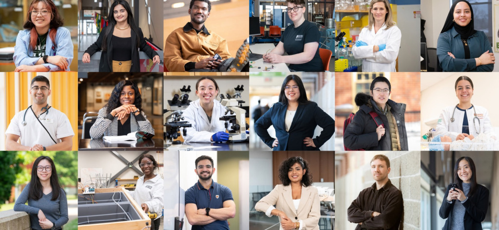 Collage with various photos of people at UPEI