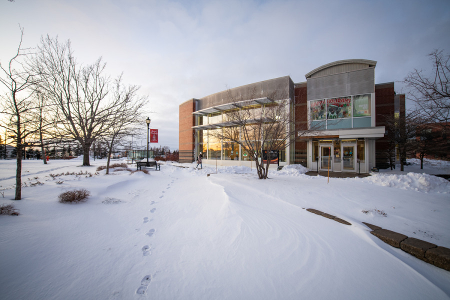 Photo of student centre in winter 
