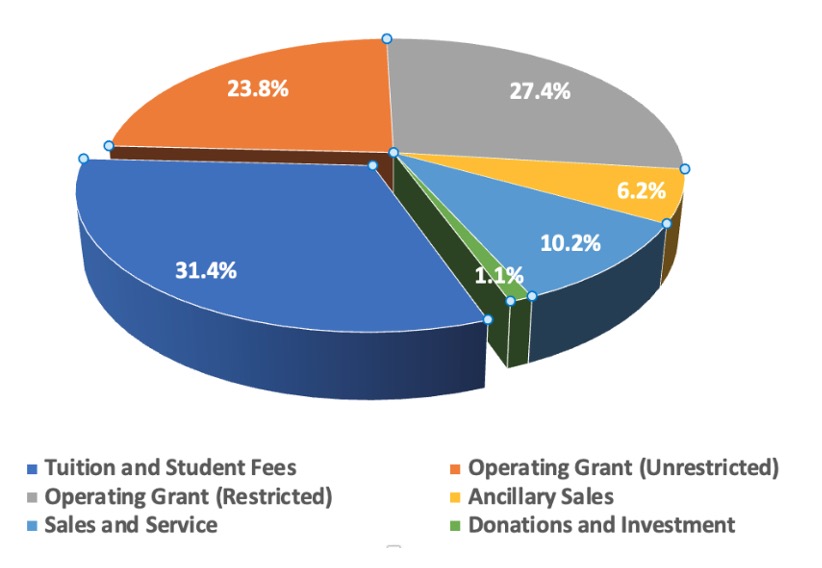 Pie chart outlining UPEI's revenue sources 