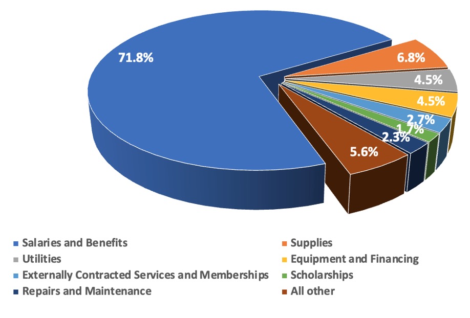 Pie chart outlining UPEI's expenses