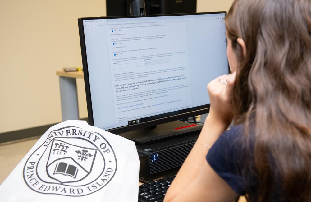 a student at a computer