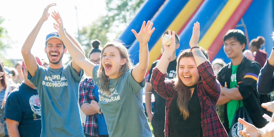 cheering students at upei campus carnival