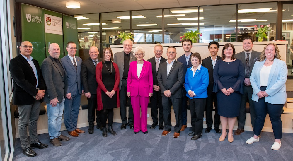 a group of professors, donors, staff, and students at the Catherine Callbeck Centre for Entrepreneurship