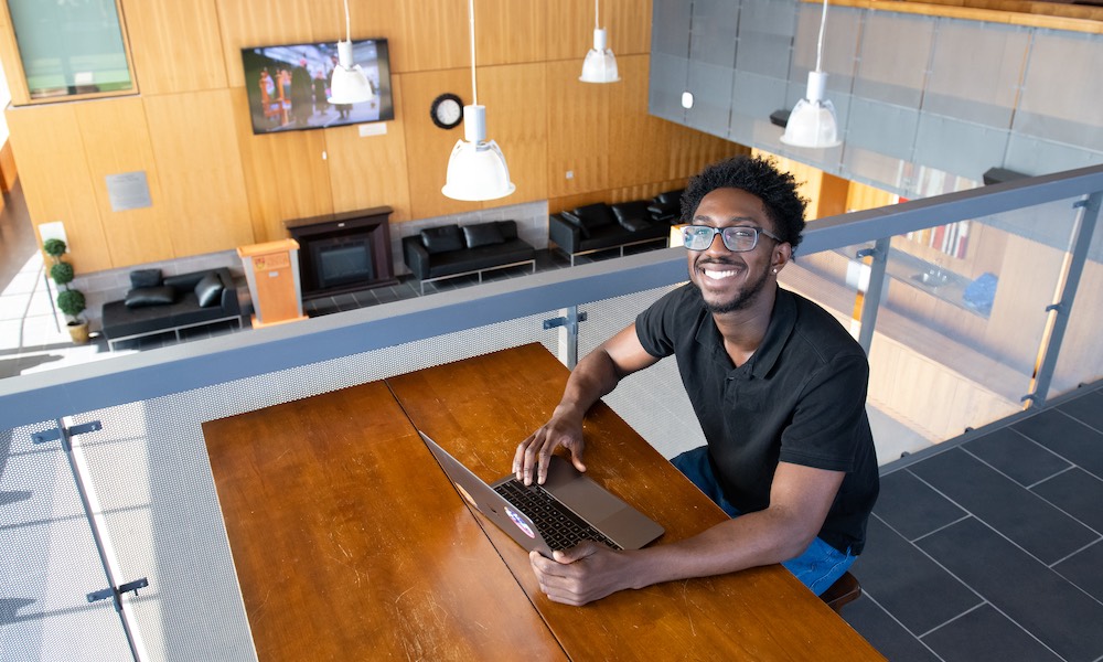 UPEI business student Ehimen in Don and Marion McDougall Hall