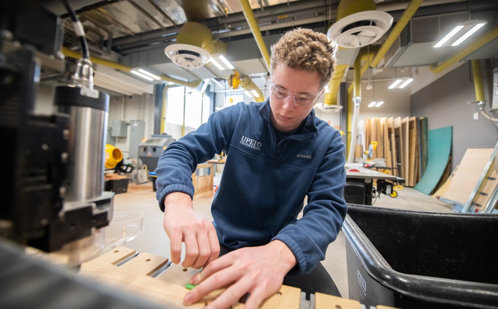 Sustainable Design Engineering student Jimmy Hulton working on a project