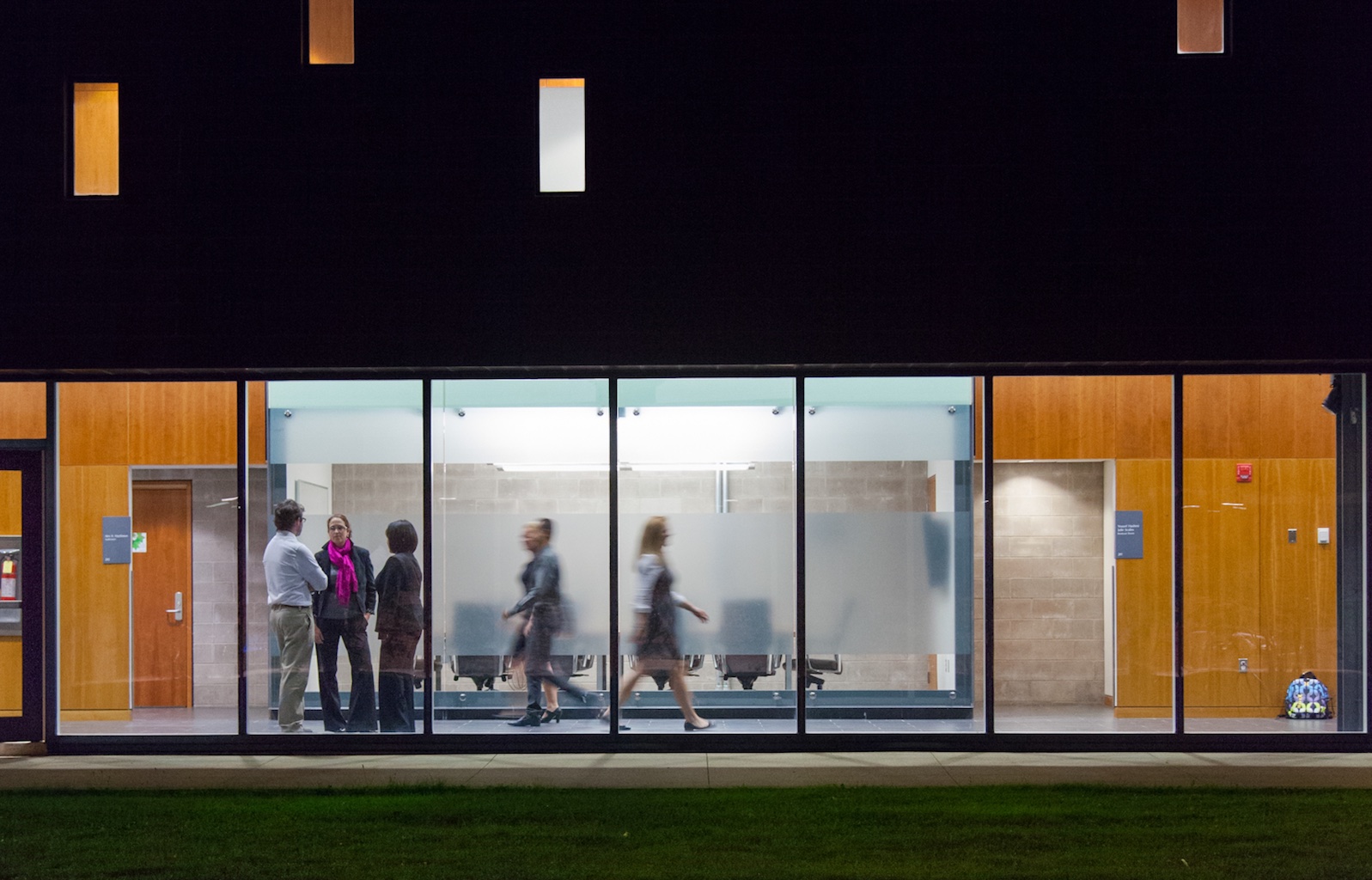 exterior photo of mcdougall hall at night