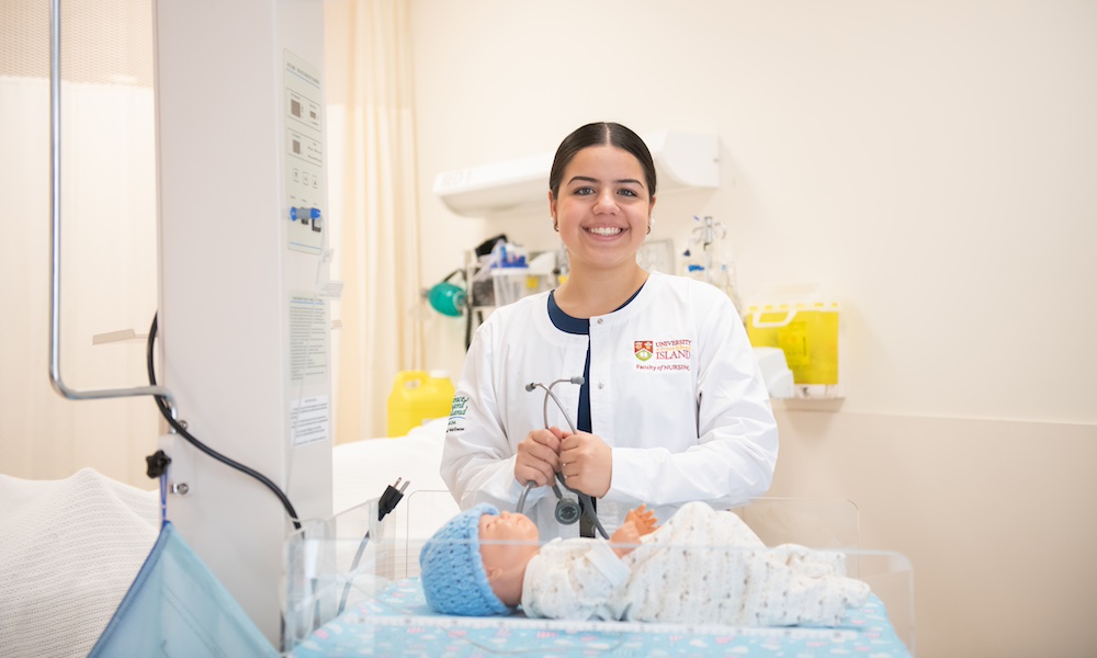 UPEI nursing student Mariana in the paediatric lab