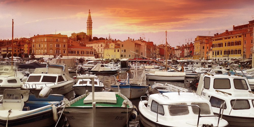 waterfront in Croatia with boats