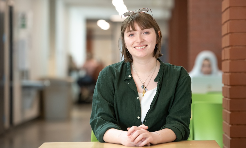 a UPEI student in the sustainable design engineering building