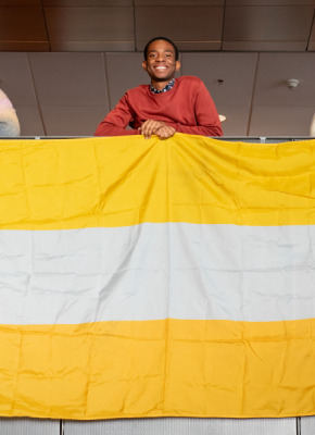 Students with flag