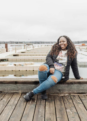 UPEI Master of Arts student Aneilla Dennis on the Charlottetown waterfront