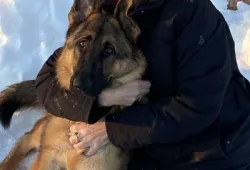 Inspector Leslie Hadfield with her dog, Atticus