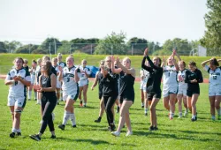 The UPEI Women's Rugby Panthers after their 86-0 win over the Saint Mary's Huskies on October 15  