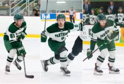 UPEI Men's Hockey Panthers TJ Shea, Kyle Maksimovich, and Matt Brassard