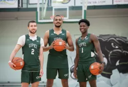 UPEI Men's Basketball Panthers from left: Sam Chisholm, Abilash Surendran and Kamari Scott