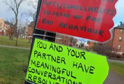Red Flag Green Flag signs hung on campus during last year’s inaugural event. 