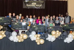Group photo of all MacLauchlan Panther Pitch live pitch winners.