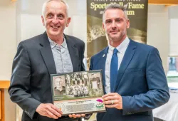 Colin MacAdam and Jared Connaughton attended the PEI Sports Hall of Fame induction ceremony at UPEI