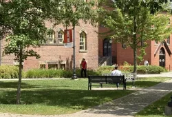 photo of the campus quad with a view of Steel Building