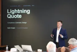 Dylan Cooper presenting at Innovation PEI’s Ignition Fund pitch competition