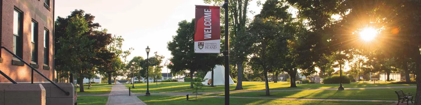 UPEI quad and tipi at sunset