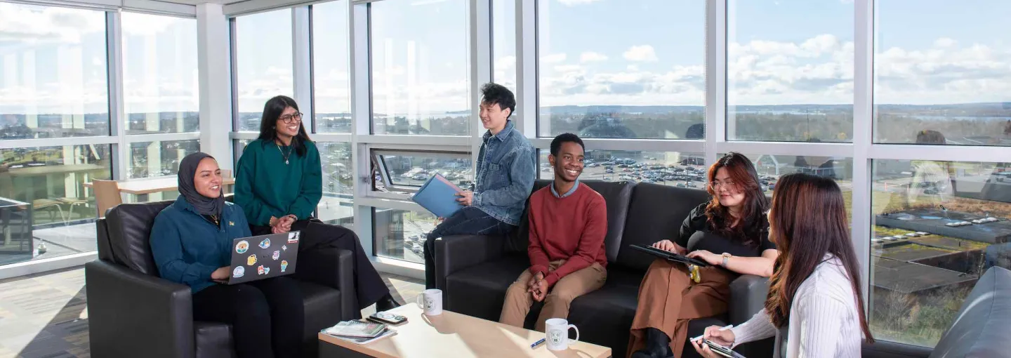 students in UPEI's Residence lounge
