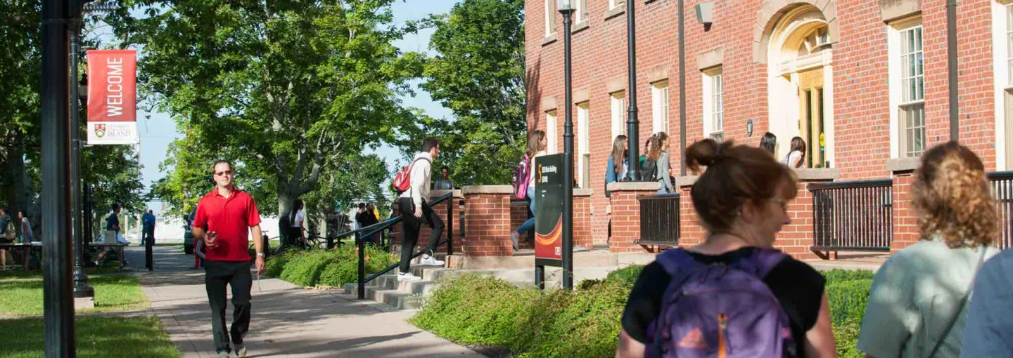students in the UPEI quad on first day of classes