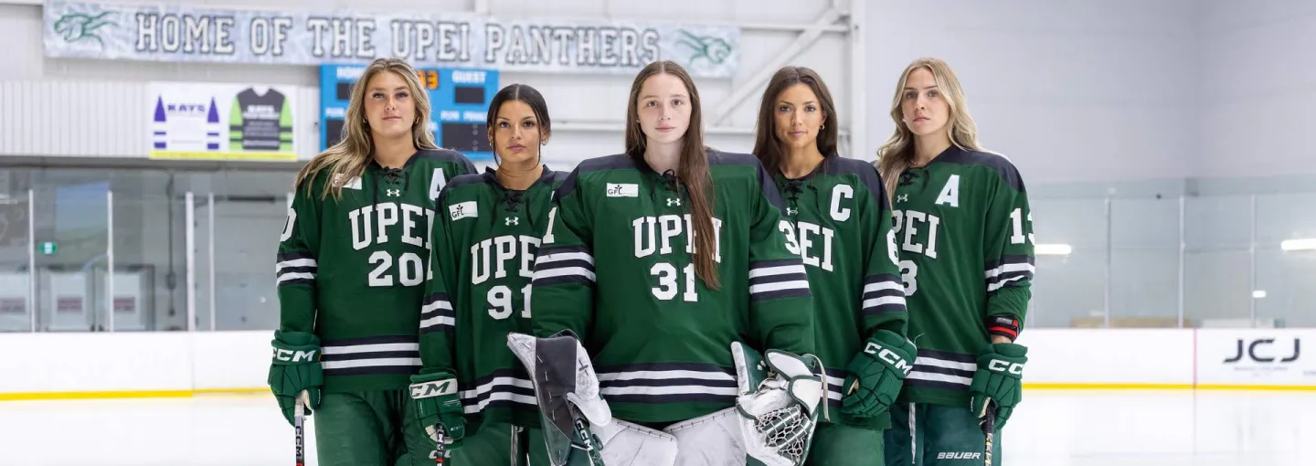 five members of the women's panthers hockey team