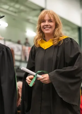 UPEI graduate Tayah Sommer on stage at Convocation