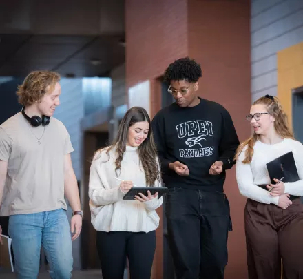 a group of students in UPEI's faculty of sustainable design engineering building