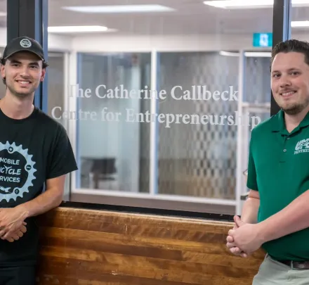 two individuals in the Callbeck Centre for Entrepreneurship