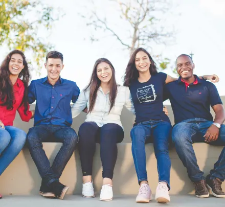 a group of smiling students