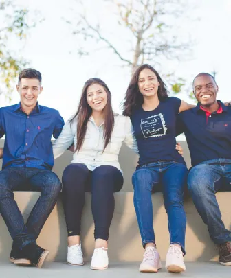 a group of smiling students