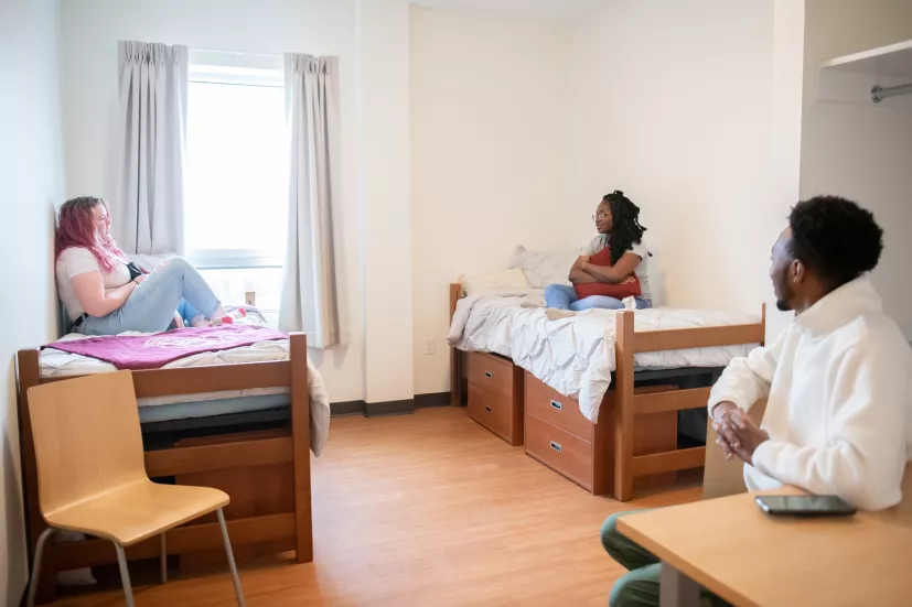 bedroom in new UPEI residence room