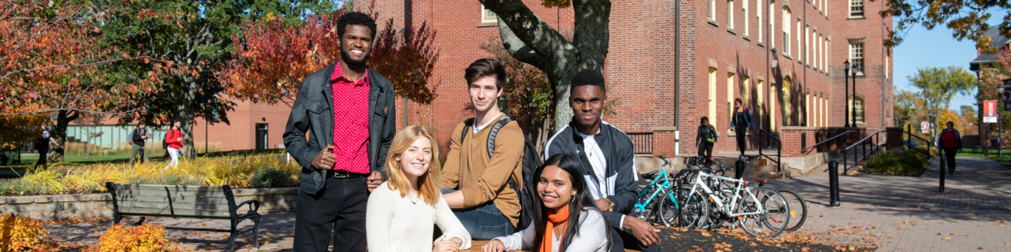 Students at a table outside