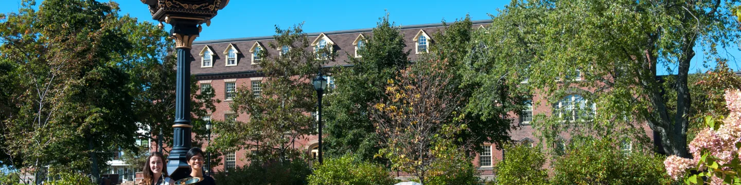 two music students in baker plaza