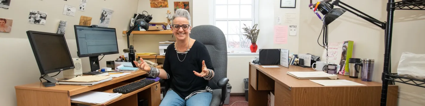 upei professor ann braithwaite in her office in main building